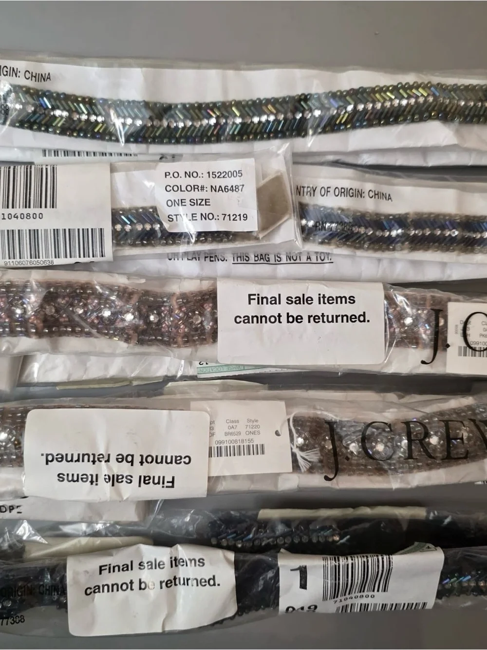 Women’s J. Crew Iridescent Beaded and Sequin Trim Strips - Various. NWT. O/S - Picture 2 of 2